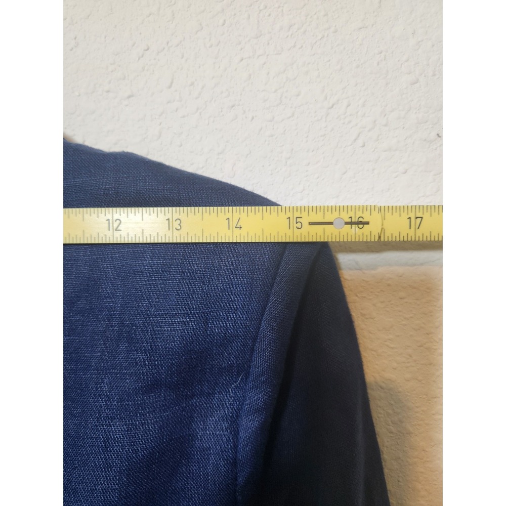 NWT‎ Blue Linen Blazer 1 Button Notch Lapel Coastal Grandma Academia Nautical PS - Picture 10 of 12